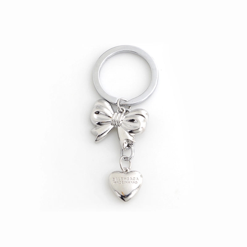 Silver Bow Heart Bag Charm
