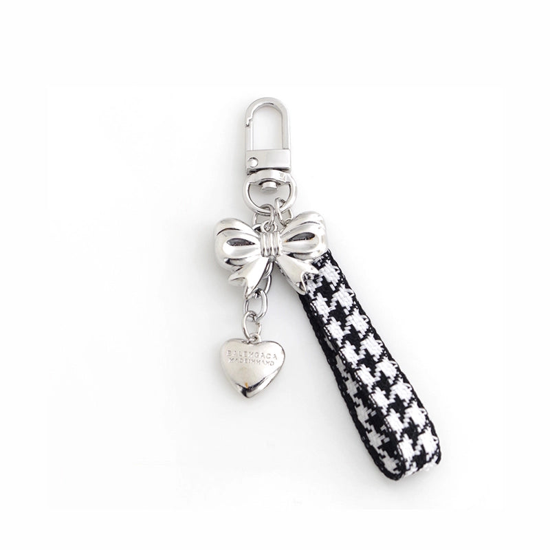 Silver Bow Heart Bag Charm