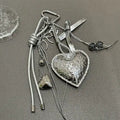 Silver Heart Bow Bag Charm