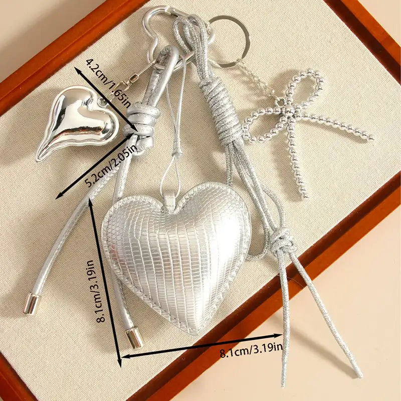 Silver Heart & Butterfly Bag Charm