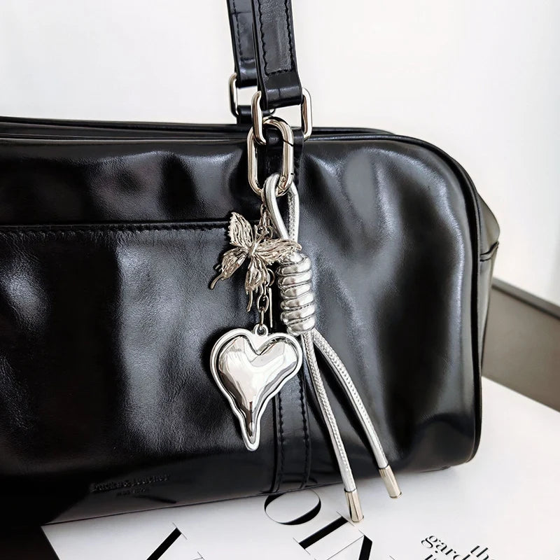 Silver Metal Heart Bag Charm