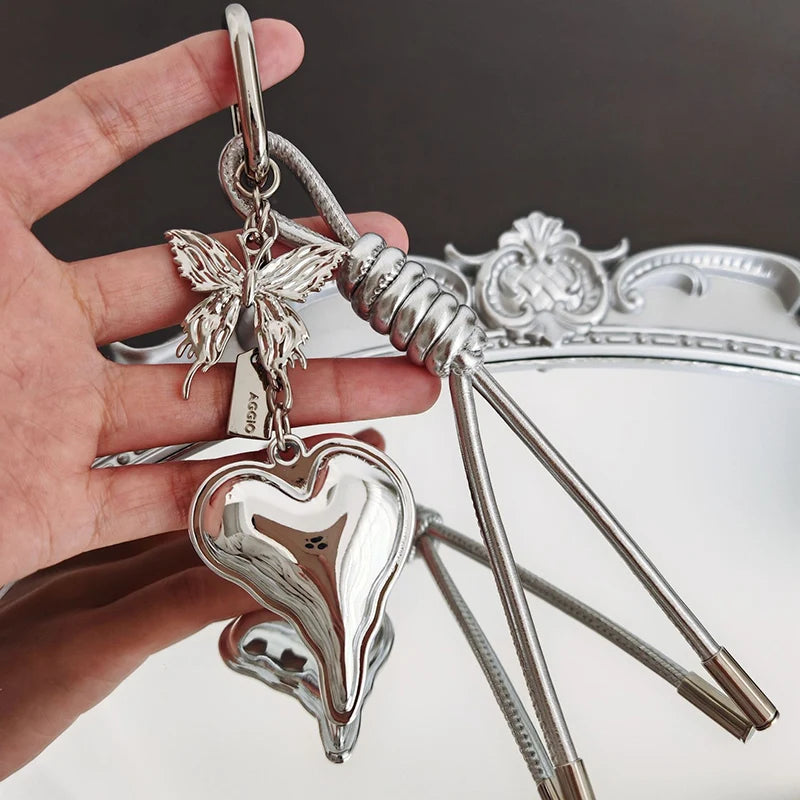 Silver Metal Heart Bag Charm