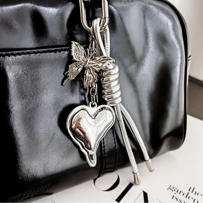 Silver Metal Heart Bag Charm