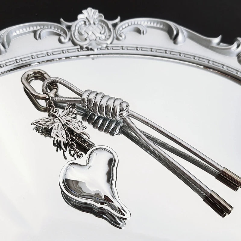 Silver Metal Heart Bag Charm