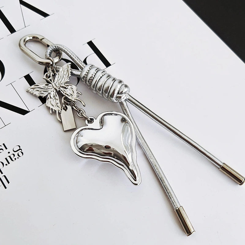 Silver Metal Heart Bag Charm