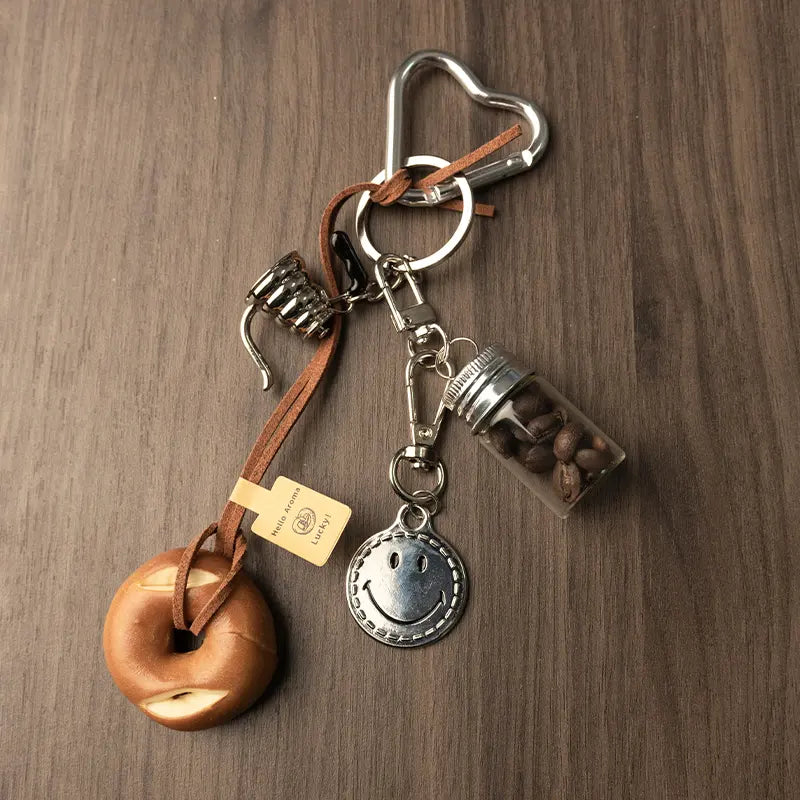 Smiley Coffee Bean Bag Charm