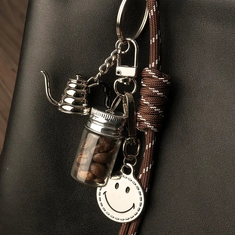 Smiley Coffee Bean Bag Charm