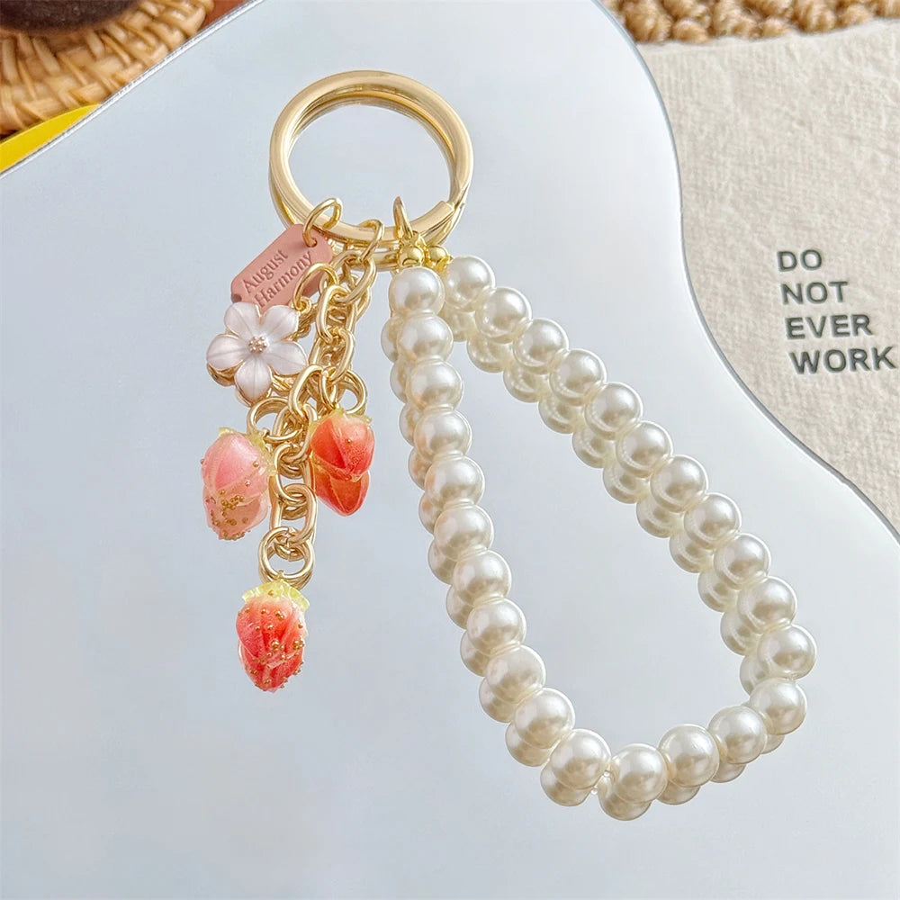 Strawberry Flower Bag Charm