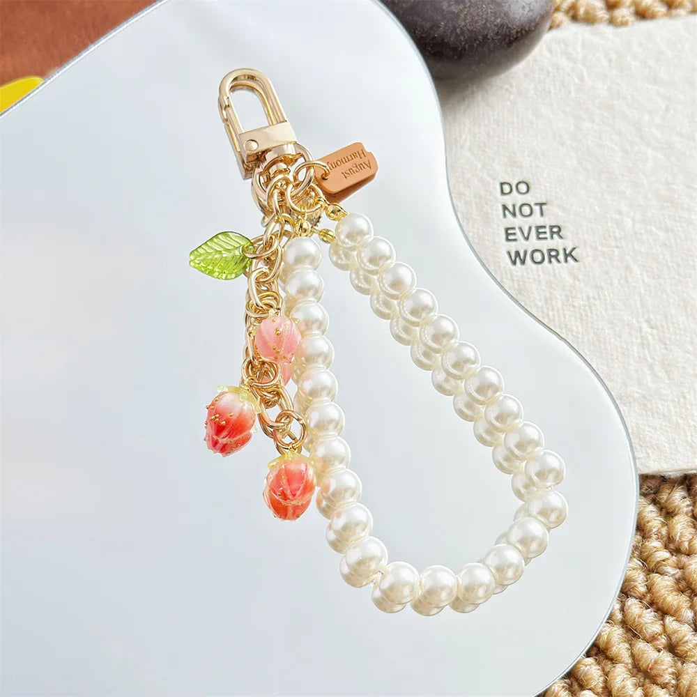 Strawberry Flower Bag Charm
