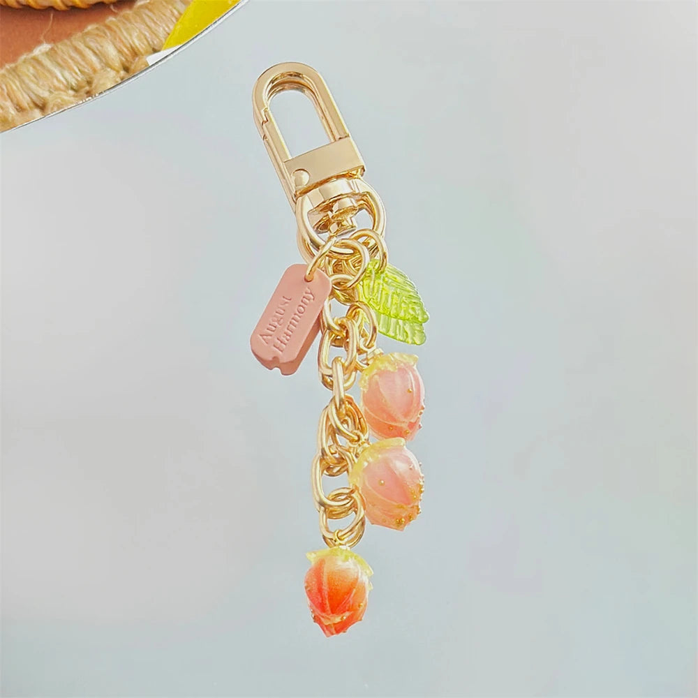 Strawberry Flower Bag Charm