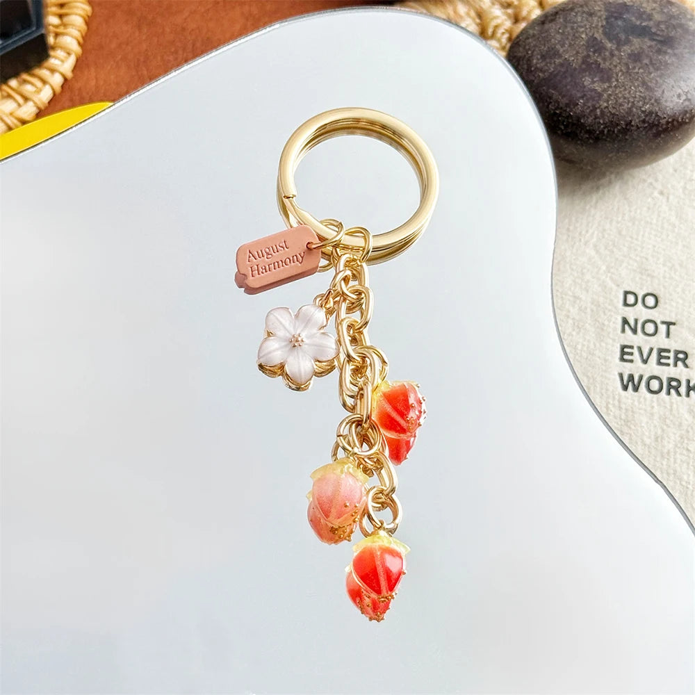 Strawberry Flower Bag Charm