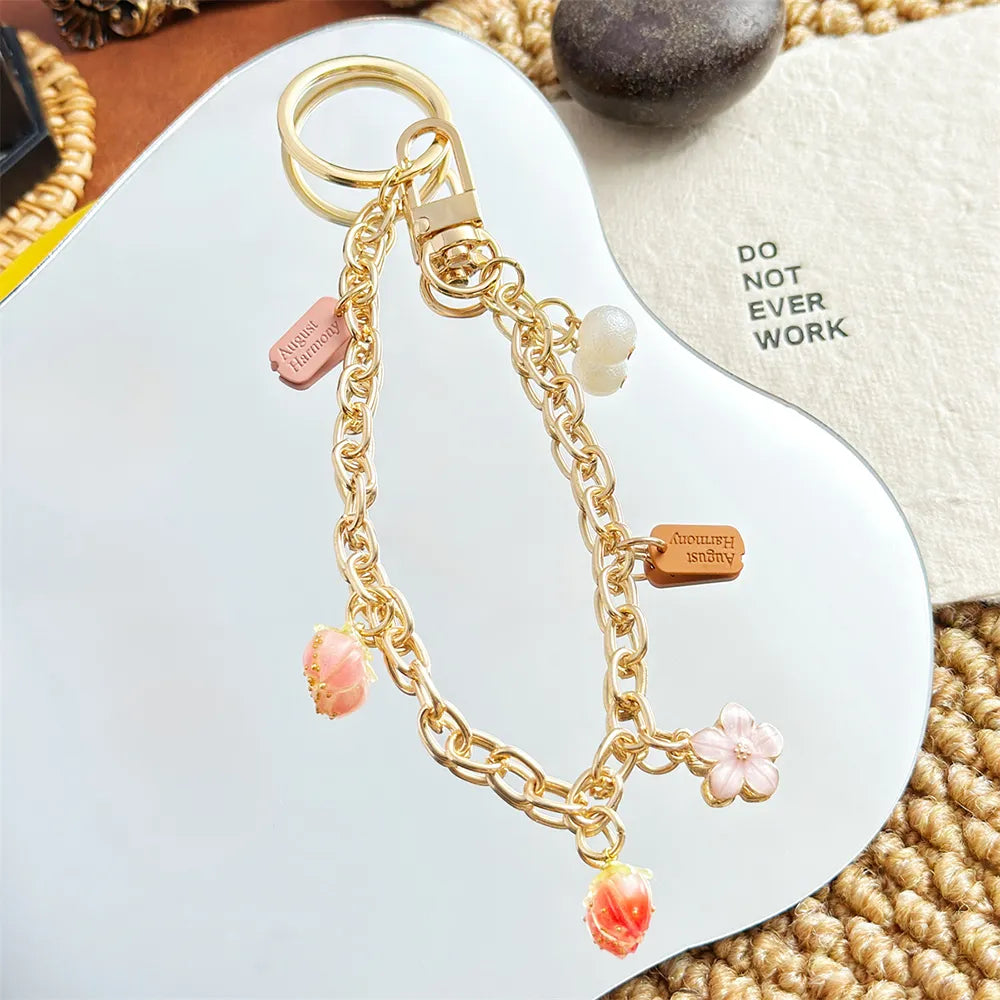 Strawberry Flower Bag Charm