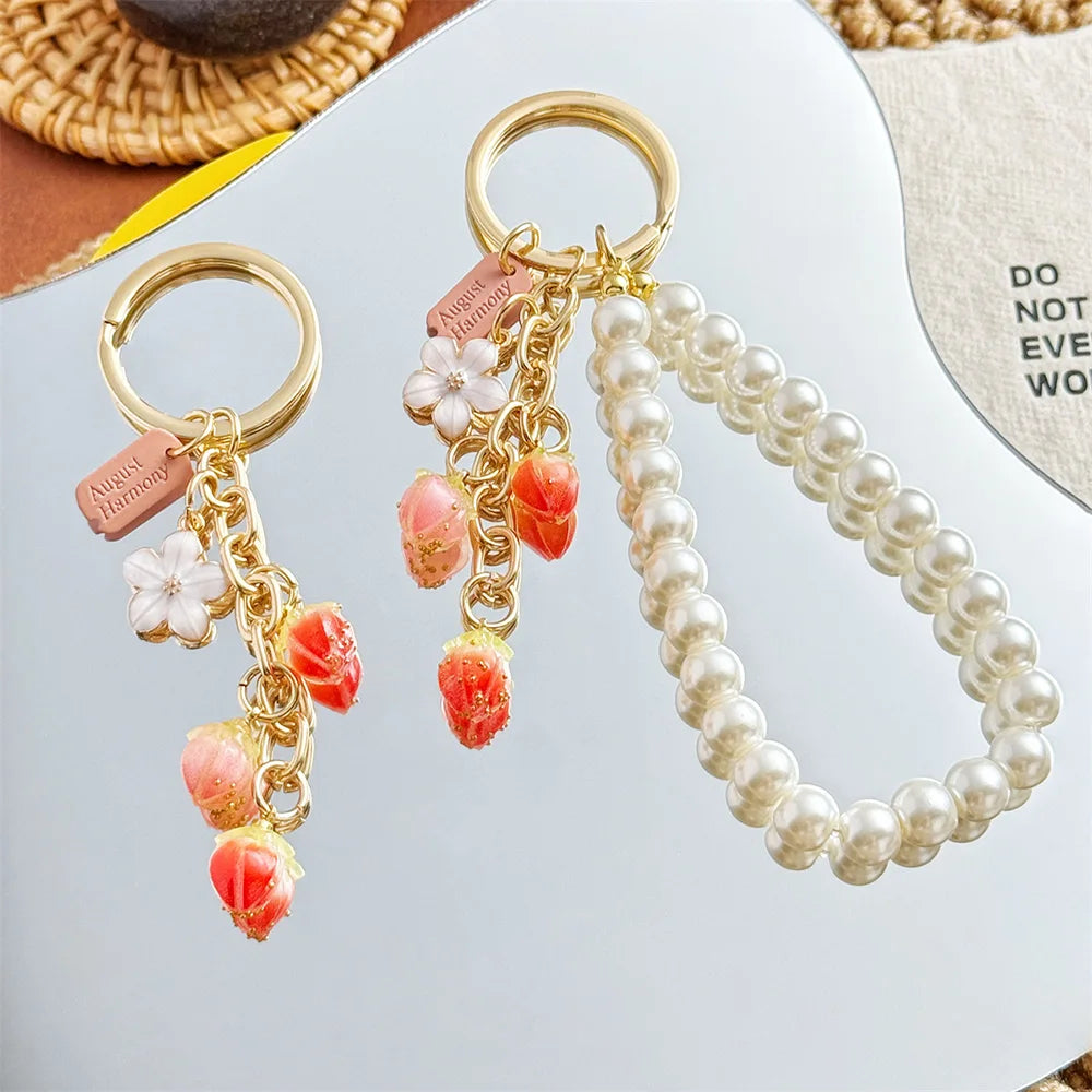 Strawberry Flower Bag Charm