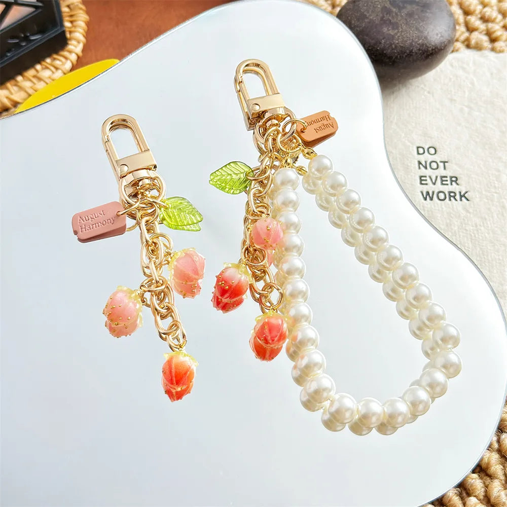 Strawberry Flower Bag Charm