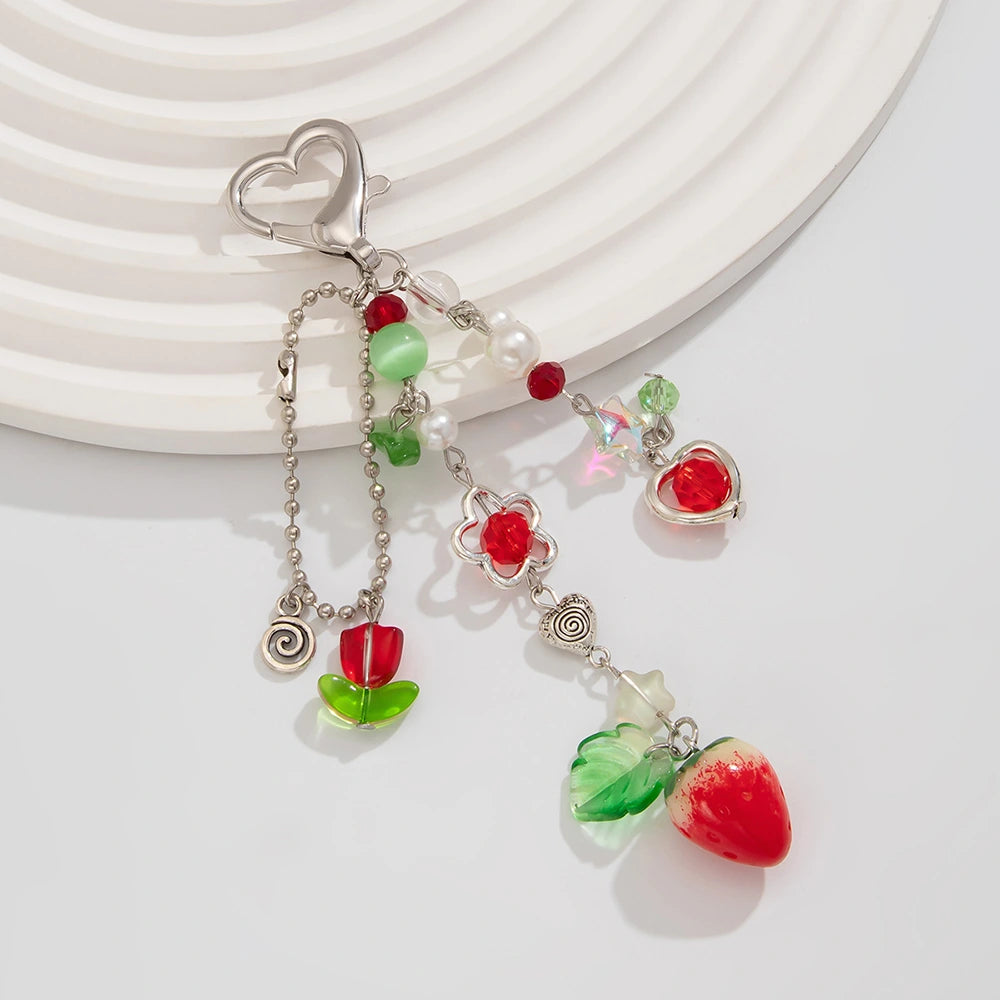 Strawberry Heart Keychain