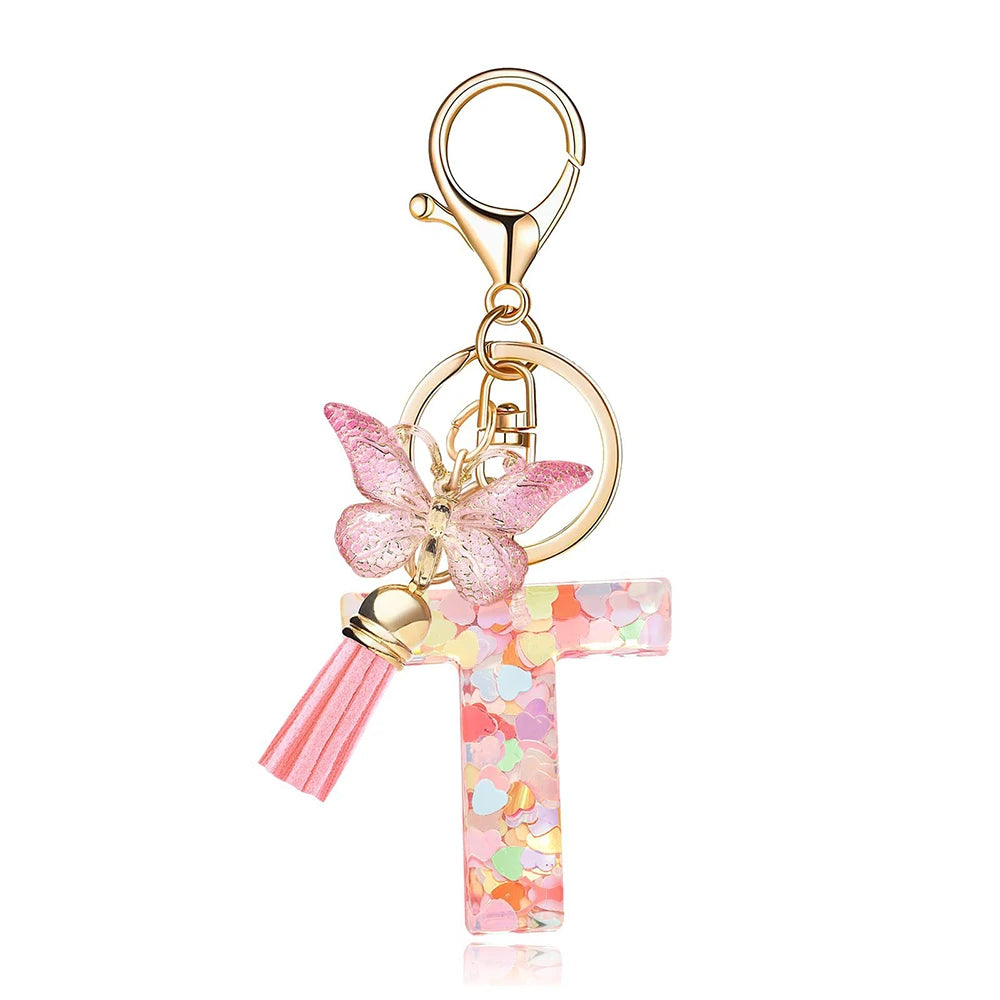 Pink Butterfly Letter Bag Charm