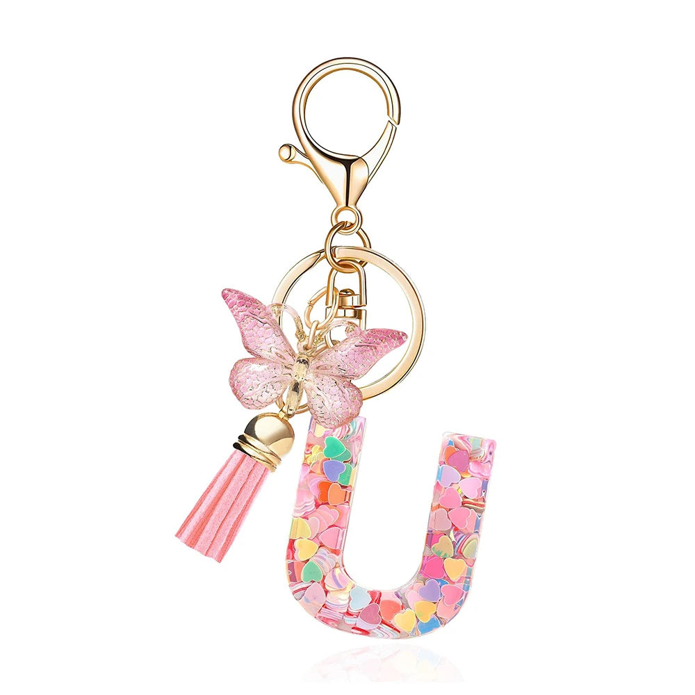Pink Butterfly Letter Bag Charm