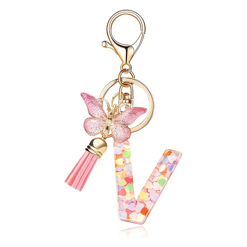 Pink Butterfly Letter Bag Charm