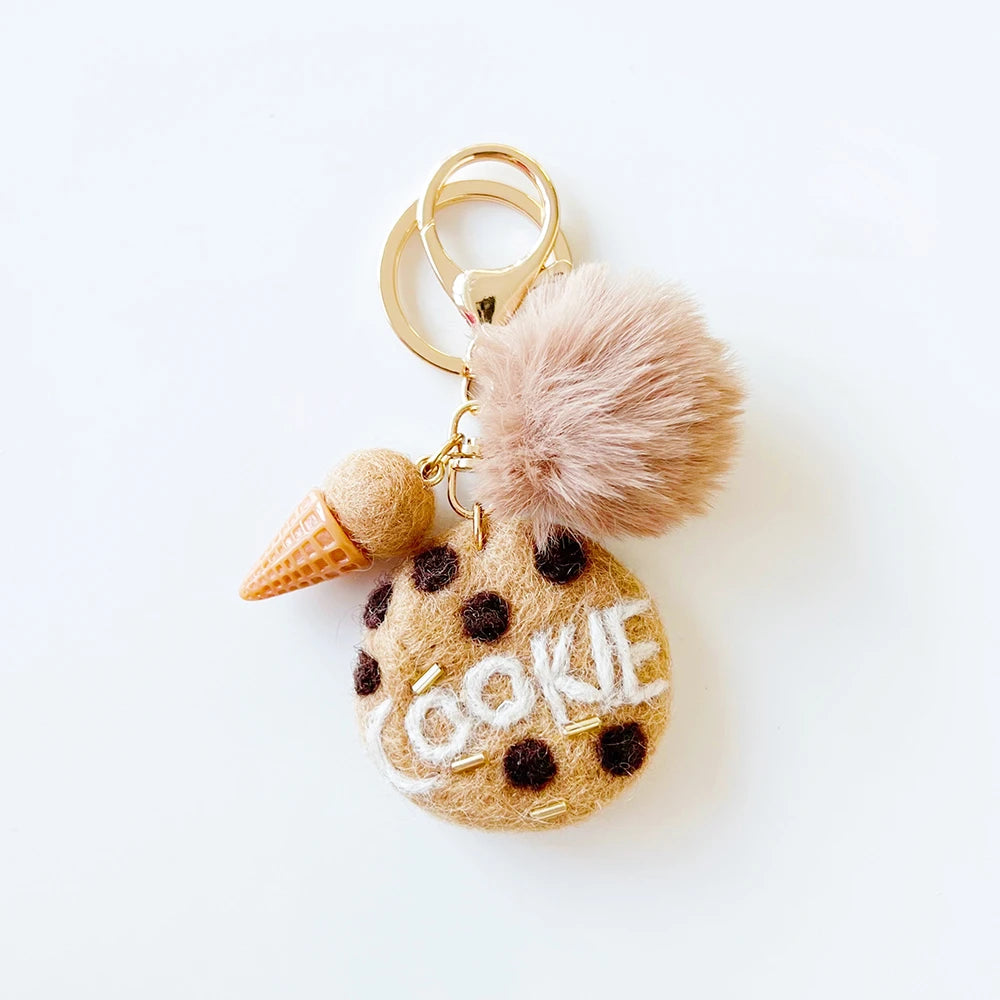 Wool Felt Cookie Bag Charm