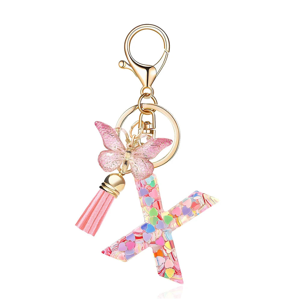 Pink Butterfly Letter Bag Charm