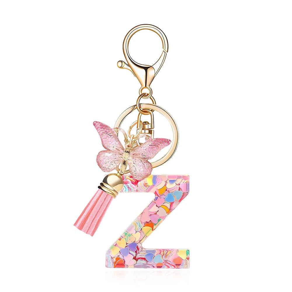 Pink Butterfly Letter Bag Charm